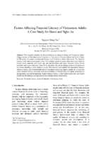 Factors affecting financial literacy of vietnamese adults a case study for hanoi and nghe an