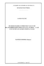 The mediating role of perceived value in the relationship between service quality and trust   a case study of private general hospital in hcmc  luận văn thạc sĩ
