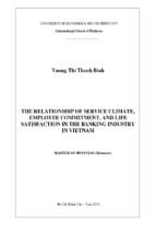 The relationship of service climate, employee commitment, and life satifaction in banking industry in vietnam