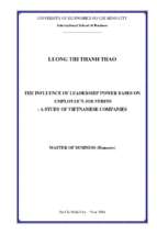 The influence of leadership power bases on employee's job stress   a study of vietnamese companies
