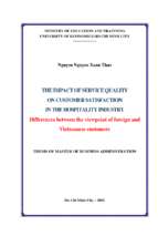 The impact of service quality on cuctomer satisfaction in the hopitality industry  luận văn thạc sĩ