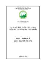 đánh giá thực trạng chất lượng nước mặt tại thành phố thái nguyên