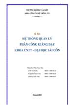 đồ án xây dựng hệ thống quản lý phân công giảng dạy khoa cntt đại học sài gòn   luận văn, đồ án, đề tài tốt nghiệp