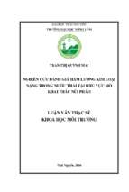 Nghiên cứu đánh giá hàm lượng kim loại nặng trong nước thải tại khu vực khai thác mỏ núi pháo