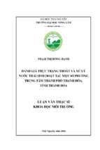 đánh giá thực trạng thoát và xử lý nước thải sinh hoạt tại một số phường trung tâm thành phố thanh hóa, tỉnh thanh hóa