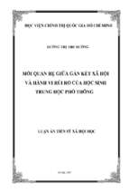 Mối quan hệ giữa gắn kết xã hội và hành vi rủi ro của học sinh trung học phổ thông