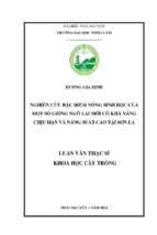 Nghiên cứu đặc điểm nông sinh học của một số giống ngô lai mới có khả năng chịu hạn và năng suất cao tại sơn la