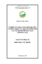 Nghiên cứu khả năng sinh trưởng và phát triển của một số giống ngô lai tại thành phố bắc kạn, tỉnh bắc kạn