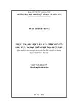 Thực trạng việc làm của thanh niên khu vực ngoại thành hà nội hiện nay (qua nghiên cứu trường hợp thị trấn kim bài và xã cao dương, huyện thanh oai, hà nội)