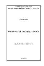 Một số vấn đề triết học văn hóa