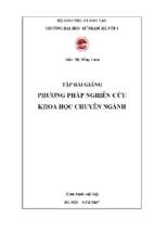 Tập bài giảng phương pháp nghiên cứu khoa học chuyên ngành