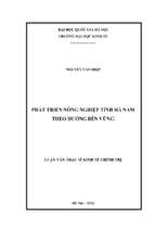 Phát triển nông nghiệp tỉnh hà nam theo hướng bền vững