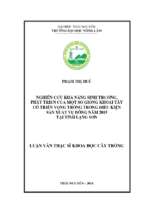 Nghiên cứu khả năng sinh trưởng, phát triển của một số giống khoai tây có triển vọng trồng trong điều kiện sản xuất vụ đông năm 2015 tại tỉnh lạng sơn