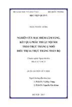 Nghiên cứu đặc điểm lâm sàng, kết quả phẫu thuật nội soi treo trực tràng ụ nhô điều trị sa trực tràng toàn bộ
