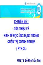 Bài giảng Chuyên đề 1: Giới thiệu về kinh tế học ứng dụng trong quản trị doanh nghiệp - PGS.TS Đỗ Phú Trần Tình