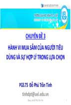 Bài giảng Chuyên đề 3: Hành vi mua sắm của người tiêu dùng và sự hợp lý trong lựa chọn - PGS.TS Đỗ Phú Trần Tình