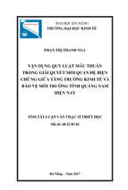 Vận dụng quy luật mâu thuẫn trong giải quyết mối quan hệ biện chứng giữa tăng trưởng kinh tế và bảo vệ môi trường tỉnh quảng nam hiện nay