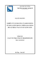 Nghiên cứu sự hài lòng cuả khách hàng về chất lượng dịch vụ thông quan hàng hóa tự động vnaccs vcis tại đà nẵng