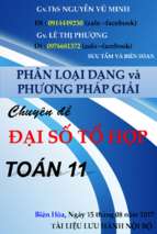 Phân dạng, bài tập mẫu và phương pháp giải đại số tổ hợp   nguyễn vũ minh, lê thị phượng