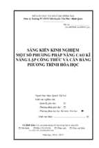 Skkn sáng kiến kinh nghiệm một số phương pháp nâng cao kĩ năng lập công thức và cân bằng phương trình hóa học 