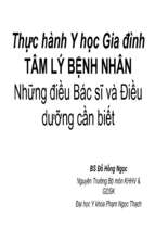 Bài giảng Thực hành y học gia đình, tâm lý bệnh nhân - Những điều bác sĩ và điều dưỡng cần biết - BS. Đỗ Hồng Ngọc