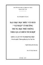 Dạy học đọc hiểu văn bản “vợ nhặt” ở trường trung học phổ thông theo quan điểm tích hợp (2017)