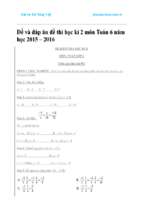 đề và đáp án đề thi học kì 2 môn toán 6 năm học 2015 2016