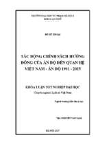 Tác động chính sách hướng đông của ấn độ đến quan hệ việt nam   ấn độ 1991 – 2015 (2017)