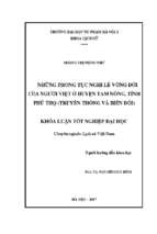 Những phong tục nghi lễ vòng đời của người việt ở huyện tam nông, tỉnh phú thọ (truyền thống và biến đổi) (2017)