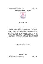 đánh giá tác dụng dự phòng đau sau phẫu thuật cột sống thắt lưng của pregabalin phối hợp với celecoxib