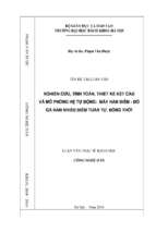 NGHIÊN CỨU, TÍNH TOÁN, THIẾT KẾ KẾT CẤU  VÀ MÔ PHỎNG HỆ TỰ ĐỘNG:  MÁY HÀN ĐIỂM - ĐỒ GÁ HÀN NHIỀU ĐIỂM TUẦN TỰ, ĐỒNG THỜI