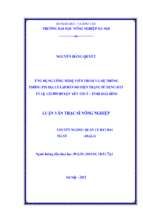 ứng dụng công nghệ viễn thám và hệ thống thông tin địa lý lập bản đồ hiện trang sử dụng đất tỷ lệ 1 25000 huyện yên thủy tỉnh hòa bình
