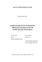 Nghiên cứu một số yếu tố ảnh hưởng đến quản lý sử dụng đất đô thị thành phố vinh, tỉnh nghệ an
