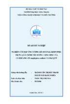 Nghiên cứu đáp ứng tương hỗ (mutual response) trong quá trình thích ứng cộng sinh của cá khoang cổ amphiprion ocellaris và hải quỳ