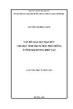 Vấn đề giáo dục đạo đức cho học sinh trung học phổ thông ở tỉnh hải dương hiện nay (word)