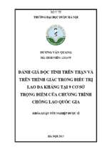 đánh giá độc tính trên thận và trên thính giác trong điều trị lao đa kháng tại 9 cơ sở trọng điểm của chương trình chống lao quốc gia