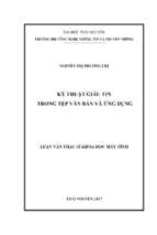 Kỹ thuật giấu tin trong tệp văn bản và ứng dụng (LV thạc sĩ)