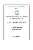 Bài thu hoạch module quản lý bệnh viện và module kinh tế y tế an toàn bệnh nhân