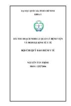 Bài thu hoạch module quản lý bệnh viện và module kinh tế y tế  bội chi bhyt