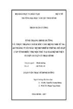 Tình trạng dinh dưỡng và thực trạng chăm sóc cho bệnh nhi từ 06 60 tháng tuổi mắc bệnh nhiễm trùng hô hấp cấp tính điều trị nội trú tại hai bệnh viện tuyến huyện ở thái bình