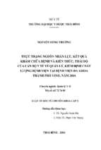 Thực trạng nguồn nhân lực, kết quả khám chữa bệnh và kiến thức, thái độ của cán bộ y tế về quản lý, kiểm định chất lượng bệnh viện, tại bệnh viện đa khoa thành phố vinh, năm 2014