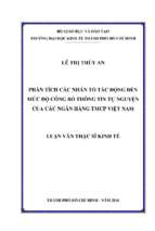 Phân tích các nhân tố tác động đến mức độ công bố thông tin tự nguyện của các ngân hàng tmcp việt nam