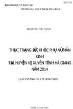 Thực trạng sức khoẻ phụ nữ mãn kinh tại huyện vị xuyên tỉnh hà giang năm 2014