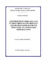 Giải pháp hoàn thiện đào tạo và phát triển nguồn nhân lực cho bộ phận kinh doanh tại tổng công ty cồ phần bảo hiểm bảo long