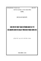 Nhu cầu và thực trạng sử dụng dịch vụ y tế của người chăm và raglay tỉnh ninh thuận năm 2014