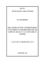 Thực trạng an toàn vệ sinh lao động và sức khỏe ngư dân đánh bắt hải sản xa bờ tại thị xã cửa lò, tỉnh nghệ an năm 2014