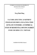 Factors affecting apartment purchase decision and satisfaction level of customers an empirical study of residential housing market in ho chi minh city, viet nam