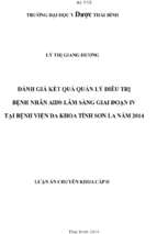 đánh giá kết quả quản lý điều trị bệnh nhân aids lâm sàng giai đoạn iv tại bệnh viện đa khoa tỉnh sơn la năm 2014