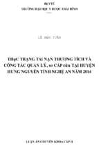 Thực trạng tai nạn thương tích và công tác quản lý,sơ cấp cứu tại huyện hưng nguyên, tỉnh nghệ an năm 2014.