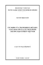 Tác động của thanh khoản đến khả năng sinh lời của các ngân hàng thương mại cổ phần việt nam